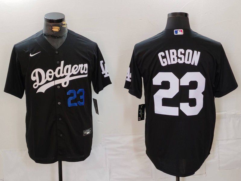 Men Los Angeles Dodgers #23 Gibson Black Nike Game 2024 MLB Jersey style 2->los angeles dodgers->MLB Jersey